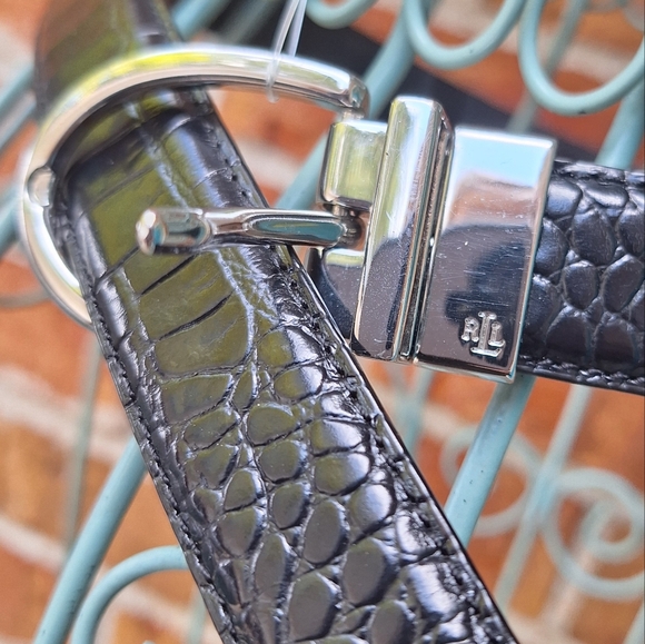 Ralph Lauren Genuine Leather Reversible Belt Alligator / Smooth Embossed Leather - Picture 3 of 17